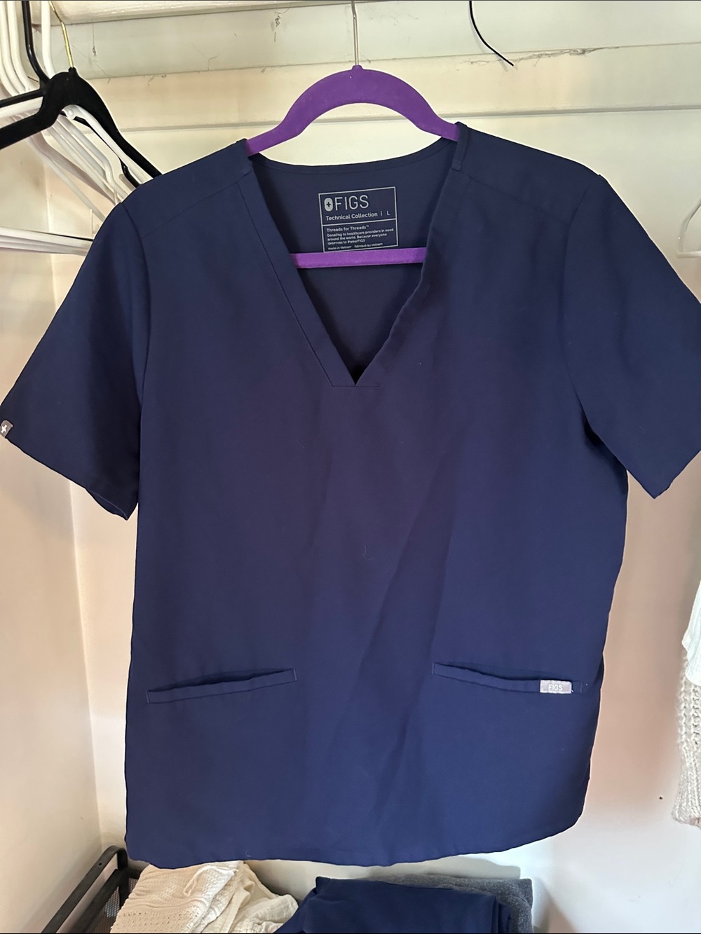 Women’s Figs Navy V-Neck Medical Top